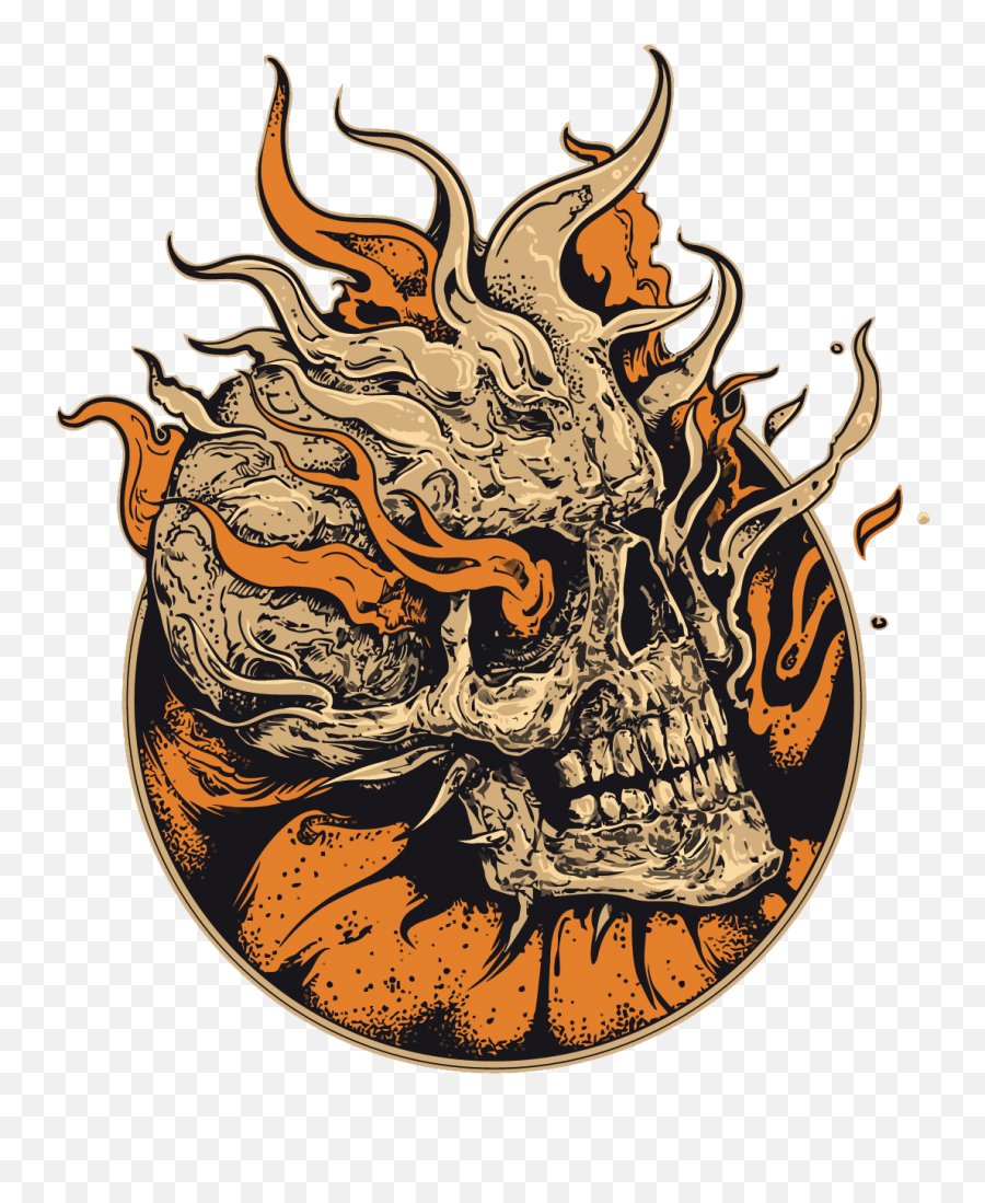 Download Art Skeleton Skull Illustration Vector Flame Human - Tengkorak Png Vector,Flame Vector Png