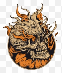 Download Art Skeleton Skull Illustration Vector Flame Human - Tengkorak Png