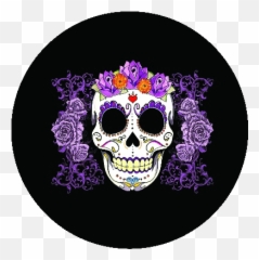Download Sugar Skull With Flower Crown - Calavera Mega Francesita Png,Sugar Skull Png
