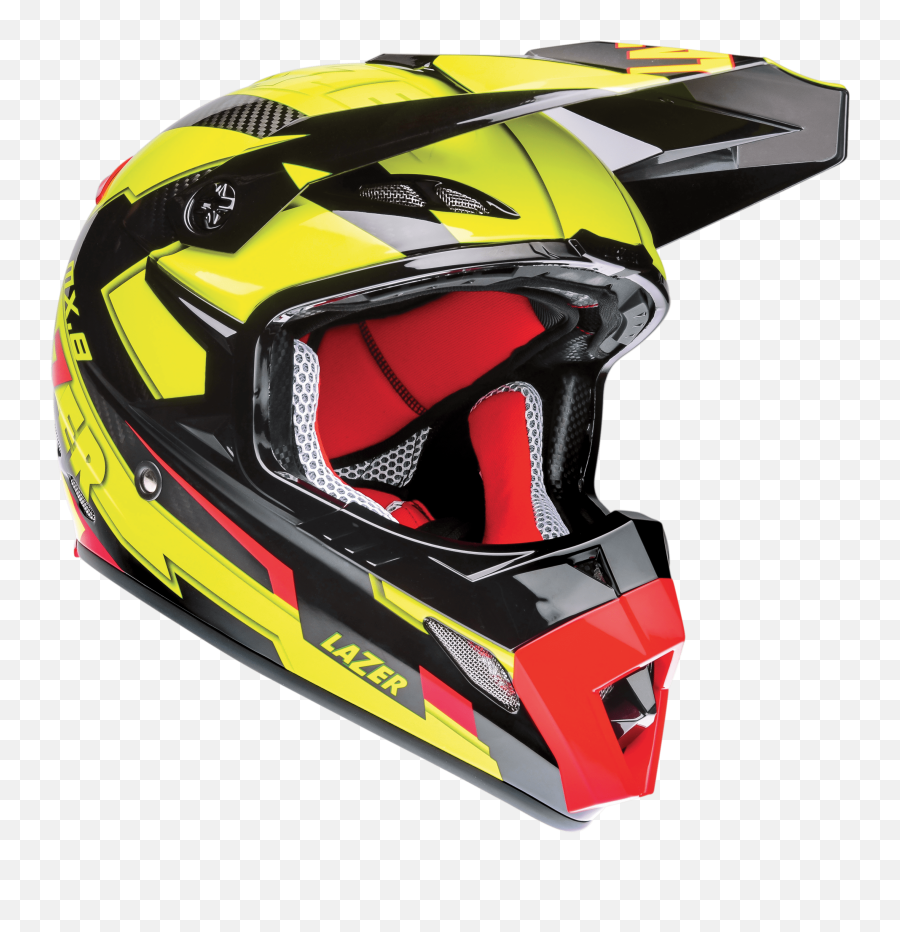 Motorcycle Helmet Lazer Mx8 Geotech Pc Black Carbon Yellow - Lazer Motocross Helmets Png,Lazer Png