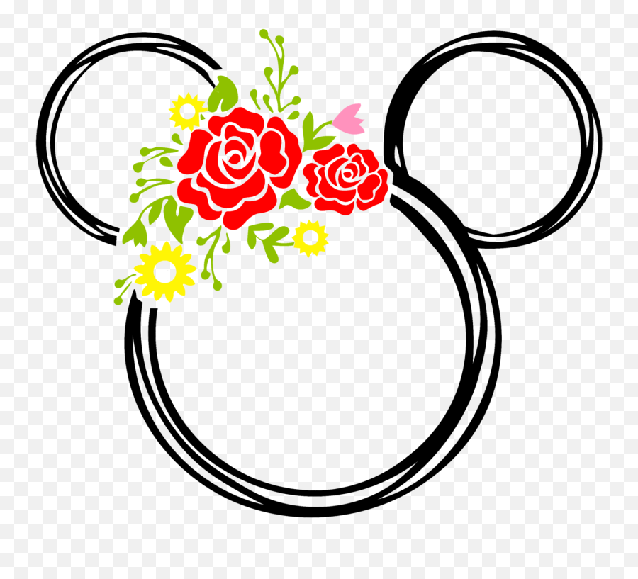 Mickey Mouse Floral Vinyl Decal U2013 J And Design Studio - Floral Mickey Head Svg Png,Mickey Silhouette Png