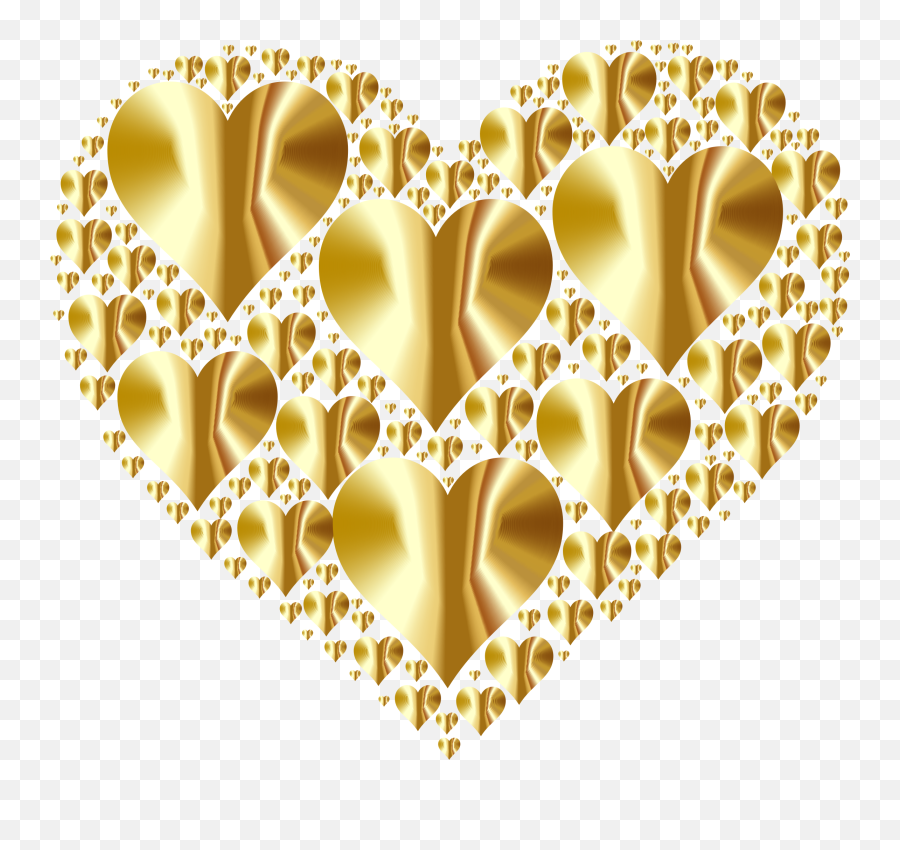 Download Hd Hearts In Heart Rejuvenated 4 No Background - Gold Hearts Shape Png,Number 4 Transparent Background