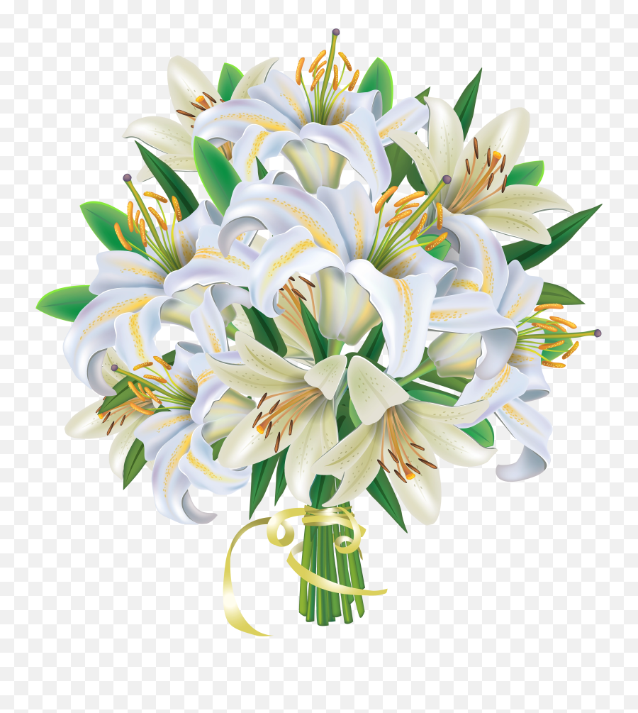 Png White Lilies Flowers Bouquet - Flower Bouquet Clipart Png,Lilies Png