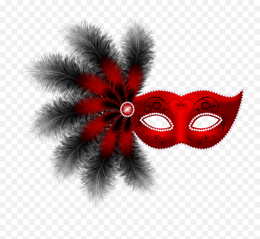 Feather Carnival Mask Png Clip Art - Red Masquerade Masks Clipart,Masquerade Mask Png