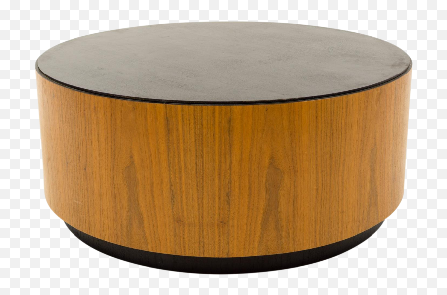 Mid Century Walnut Large Drum Barrel Round Coffee Table - Round Coffee Table Png,Coffee Table Png