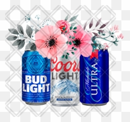 Beer Flower Blue Bottle Ultra Coors Light Bid Digital Download Instand - Vector Image Watercolor Flowers png
