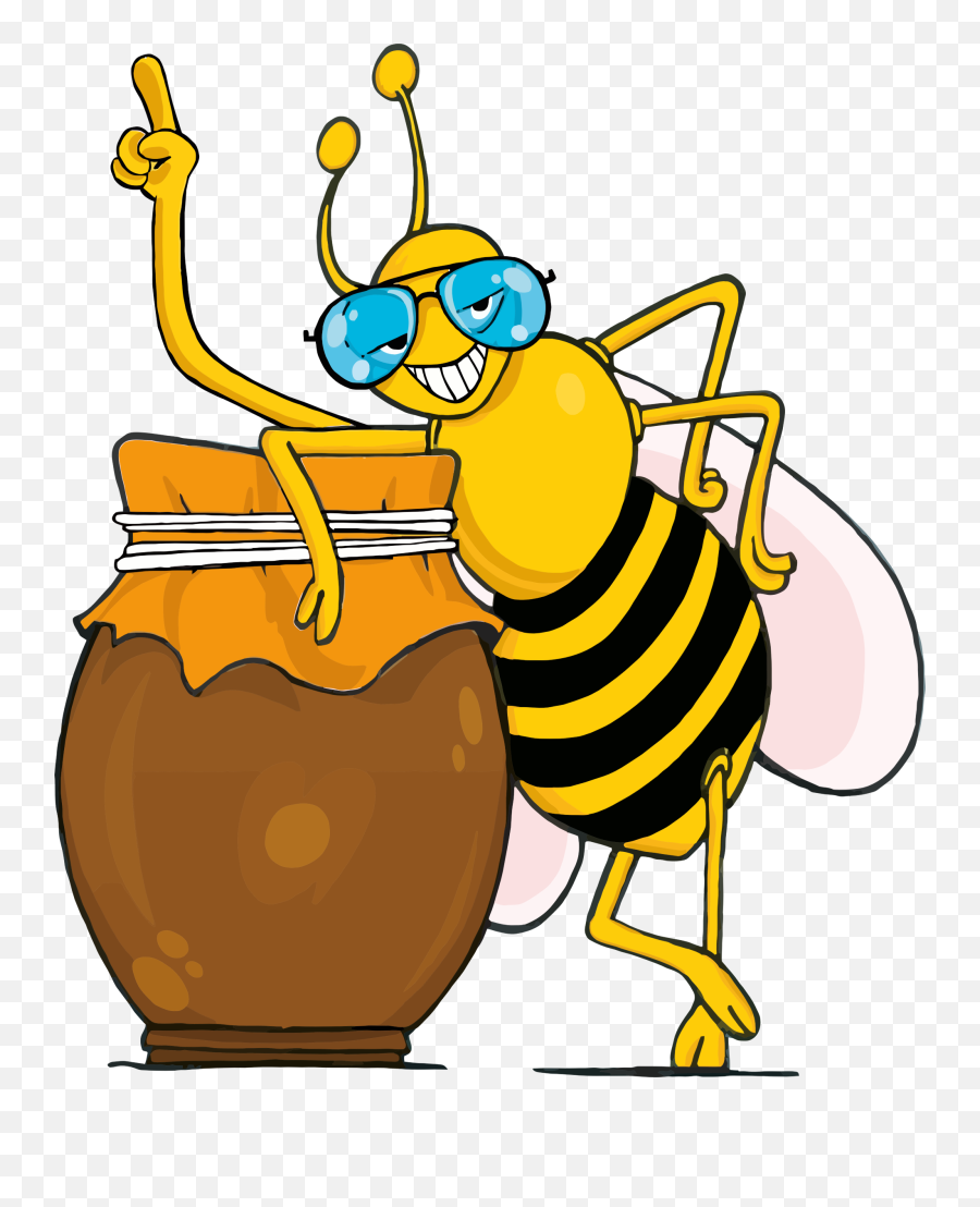 Honey Bee With Jar Clipart - Honey Clip Art Bee Png,Transparent Bees