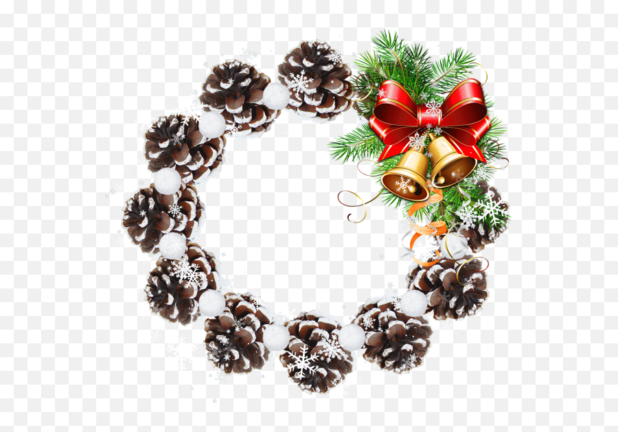 Round Pine Cone Transparent Png Christmas Photo Frame - Different Color Of Circles,Christmas Wreath Transparent Background