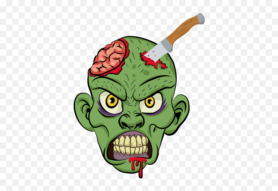Oozer Halloween Vector Skull Creepy Illustrative Zombie - Comic Illustration Bloody Brains Png,Zombie Silhouette Png