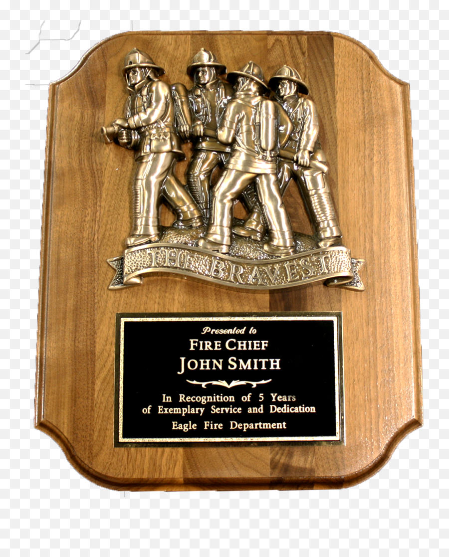 Scalloped Bravest Firefighter Plaque - Firefighter Plaque Png,Gold Plaque Png