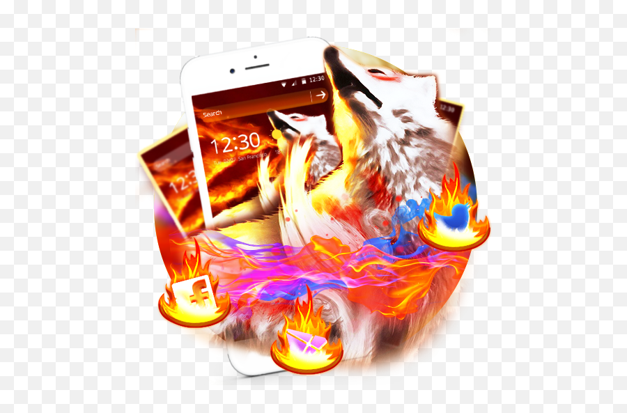Golden Totem Fire Wolf Theme Apk 114 - Download Apk Latest Smartphone Png,Cool Wolf Icon