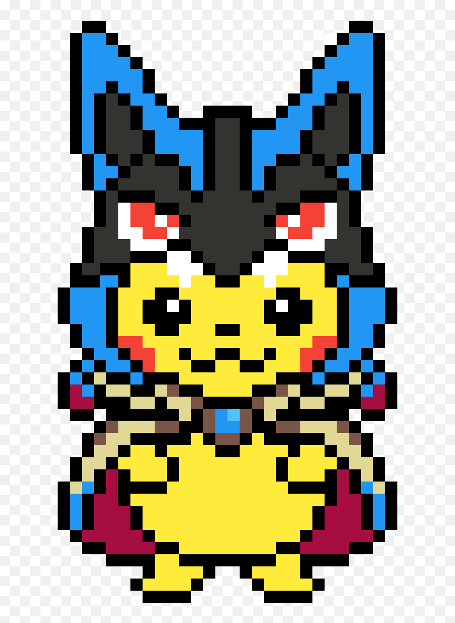 Pikachu Wearing Mega Lucario Hoodie - Pikachu Lucario Pixel Art Png,Lucario Png