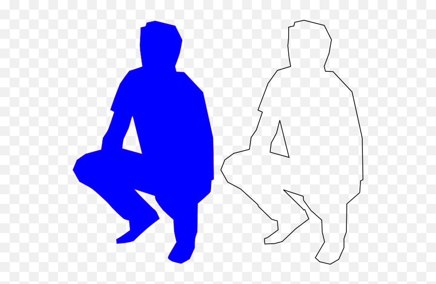 Blue Man Silohouette Squatting Clip Art - Squatting Cartoon Png,Squat Png