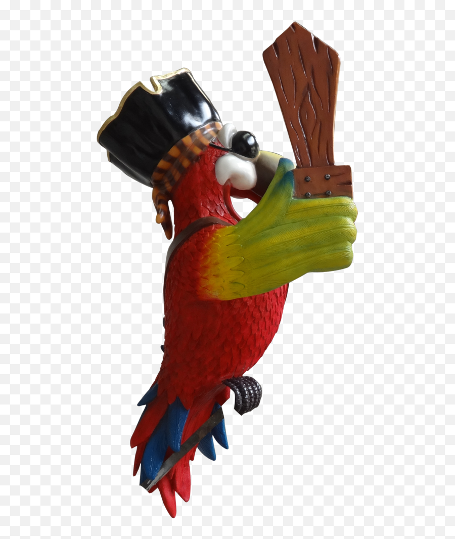 Comic Bird Parrot Pirate No Stand With Sword Animal Prop Life Size Resin Statue - Macaw Png,Pirate Parrot Png