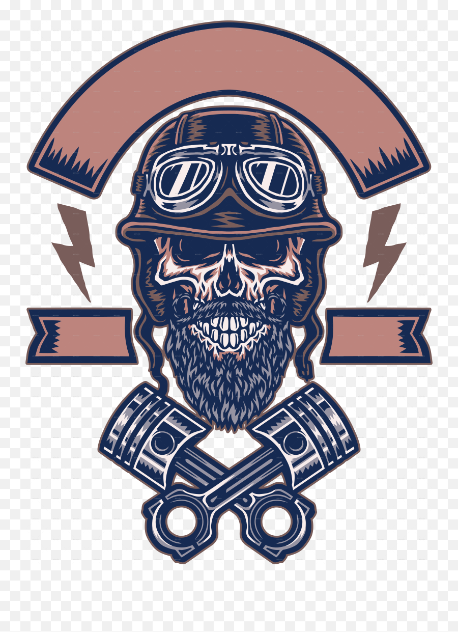 Skull In Helmet With Crossed Pistons Png Logo