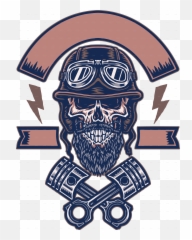 Skull In Helmet With Crossed Pistons Png Logo