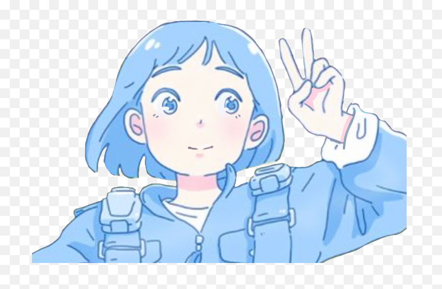 Aesthetic Material Hd Transparent, Anime Girl With Blue Hair Original  Beautiful Avatar Element Material Small Fresh Style, Cartoon, Girl,  Original PNG Image For Free Download