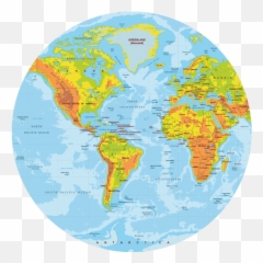 Physical World Map Round Placemat E - Physical Full Size World Map Png,Map Of The World Png