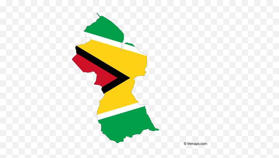 Flag Map Of Guyana Free Vector Maps - Happy Independence Day Guyana Png,Ghana Flag Png