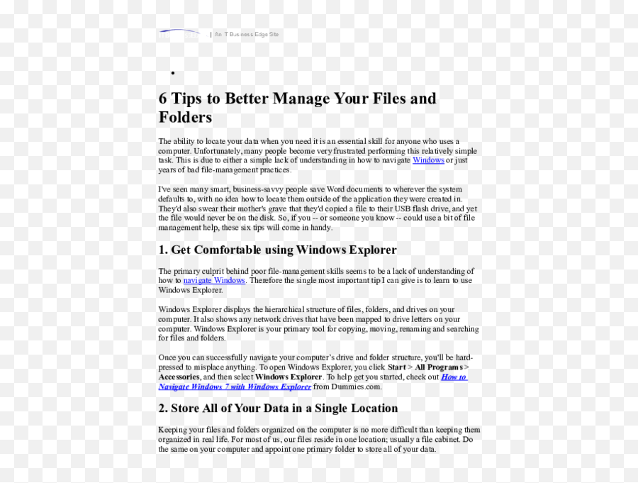 6 Tips To Better Manage Your Files - Document Png,Windows Folder Icon Person