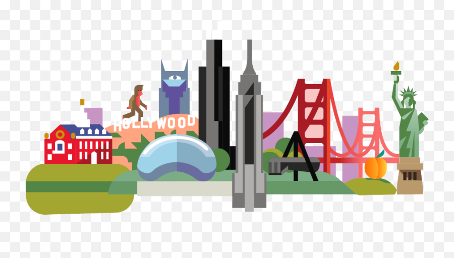 Digitas - North America Landmarks Clipart Png,Landmark Icon Hollywood