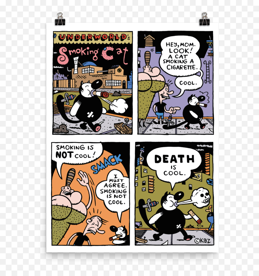 Underworld Smoking Cat Print 18x24 Kazu0027s - Smoking Cat Kaz Png,Mocking Spongebob Png