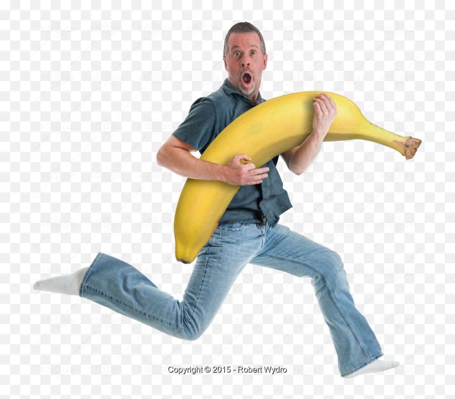 Transparent Png Adult Male Jumping With Banana - Stock Banana Stock,Banana Transparent