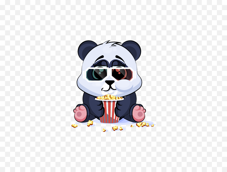 Download Adorable Panda Emoji Stickers - Animated Watching A Movie Png,Panda Emoji Png