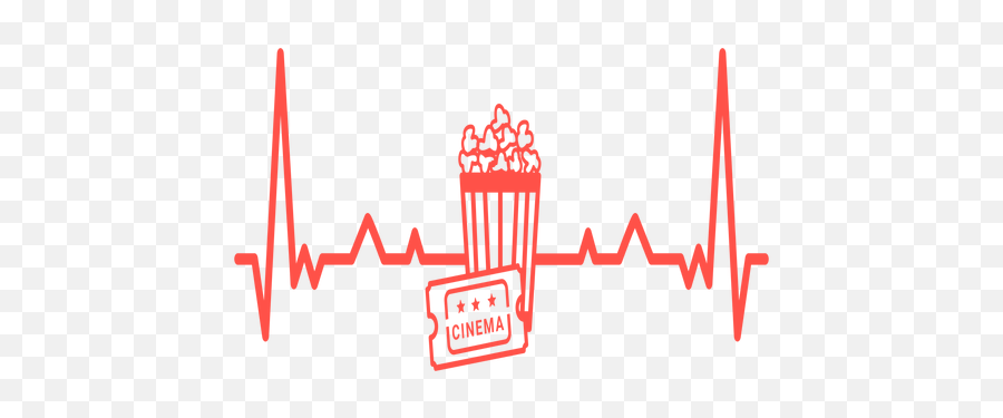 Heartbeat Popcorn Cinema Ticket Cardiogram Stroke - Graphic Design Png,Popcorn Transparent