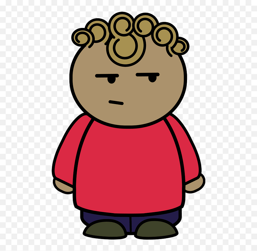 Curly Haired Boy In A Red Shirt Confused Face Front - Sad Boy Hd Clipart Png,Confused Face Png