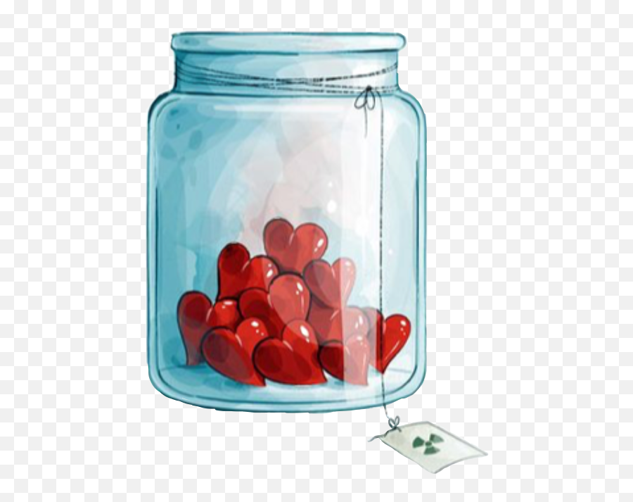 Jar Hearts Caution Love Sticker By Nessa Coronado - Jar Of Hearts Illustration Png,Jar Transparent Background