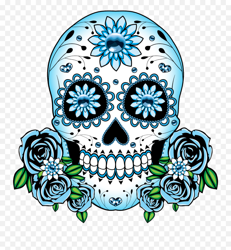 Le Kon Celebrates Día De Muertos - Day Of The Dead Skull Blue Png,Sugar Skull Png