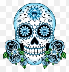 Le Kon Celebrates Día De Muertos - Day Of The Dead Skull Blue Png,Sugar Skull Png