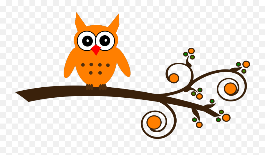 Orange Owl - Purple Owl Clipart On A Branch Png,Branch Clipart Png