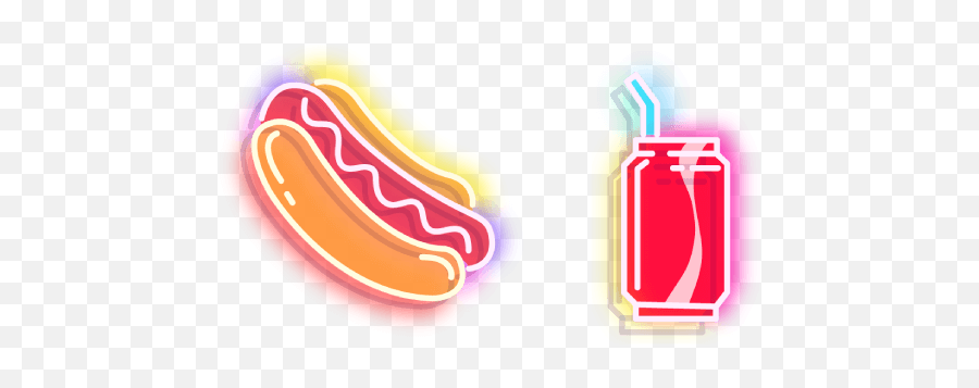 Red Hot Dog And Cola Neon Cursor U2013 Custom Browser - Hot Dog Neon Png,Hot Dog Png