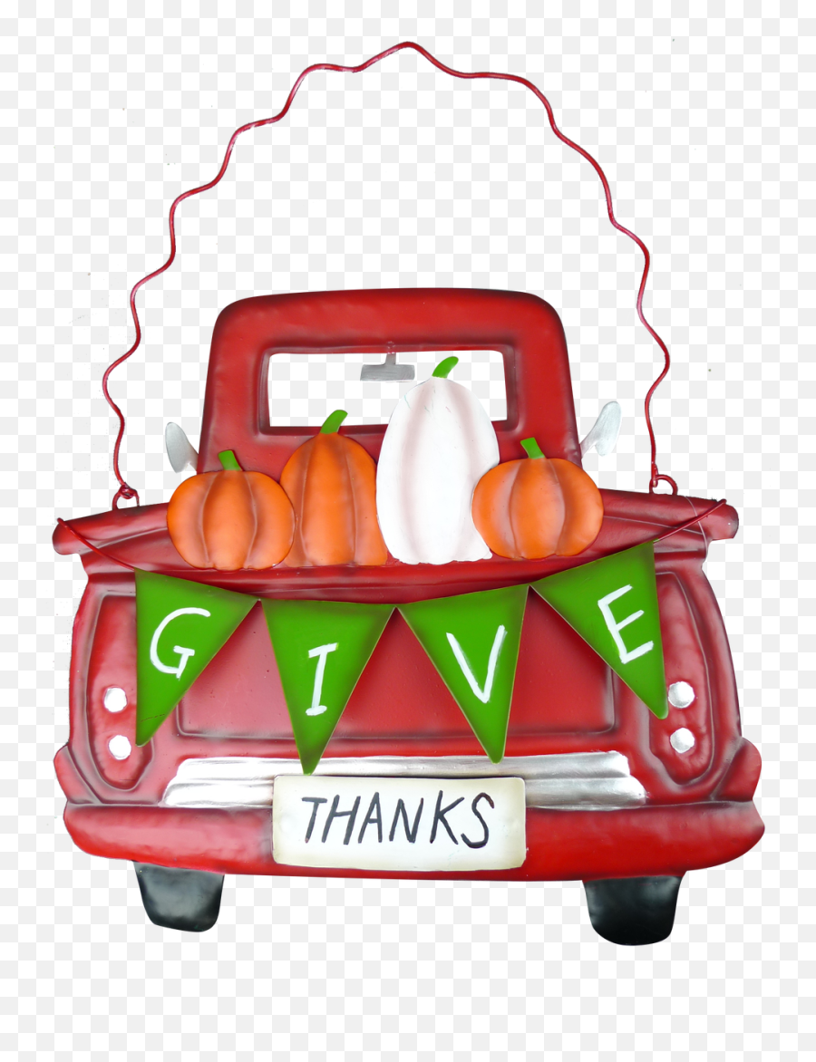 13 Metal Red Truckpumpkin Give Thanks Sign - Thanksgiving Shopping Cart Cartoon Png,Give Thanks Png
