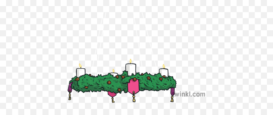 Hanging Advent Wreath Illustration - Twinkl Advent Words Png,Advent Wreath Png