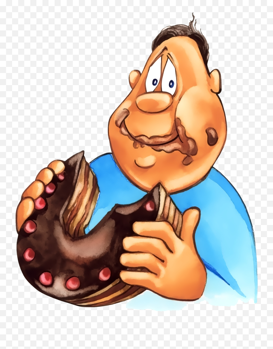Download Chocolate Cake Birthday - Cartoon Man Eating Cake Png,Eating Png