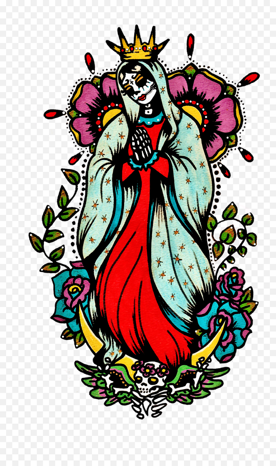 Dead Art Virgin Mary Tattoo - Day Of The Dead Virgin Guadalupe Png,Virgin Mary Png