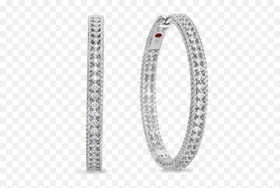 Roberto Coin 18k Gold U0026 Diamond Symphony Princess 30mm Hoop - Solid Png,Gucci Icon Twirl Earrings