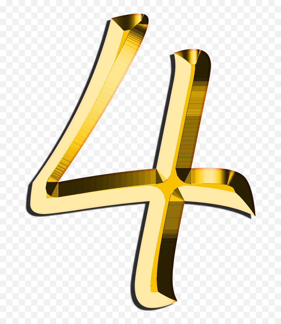Golden Number 4 Transparent Png - Numero 4 Dorado Png,4 Png