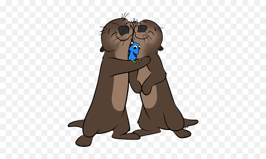 Download Hd Png Royalty Free Library Clip Art Disney Galore - Otters Hugging Finding Dory,Dory Png