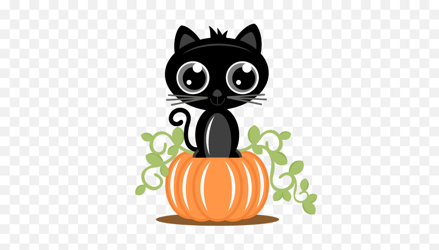 Cat - Clipart Cute Halloween Cat Png,Pumpkin Png Images