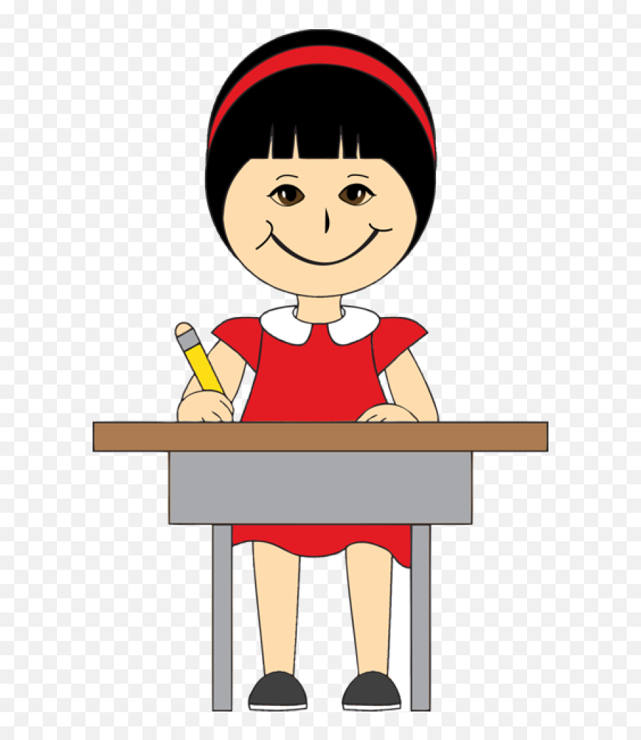 Clipart Children In School Desks - Girl At A Desk Cartoon Student Clipart Transparent Background Png,School Desk Png