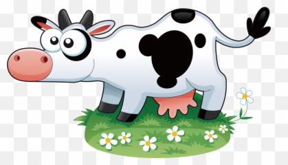 Grass Vector - Cute Cartoon Animals Png Download Original Cow