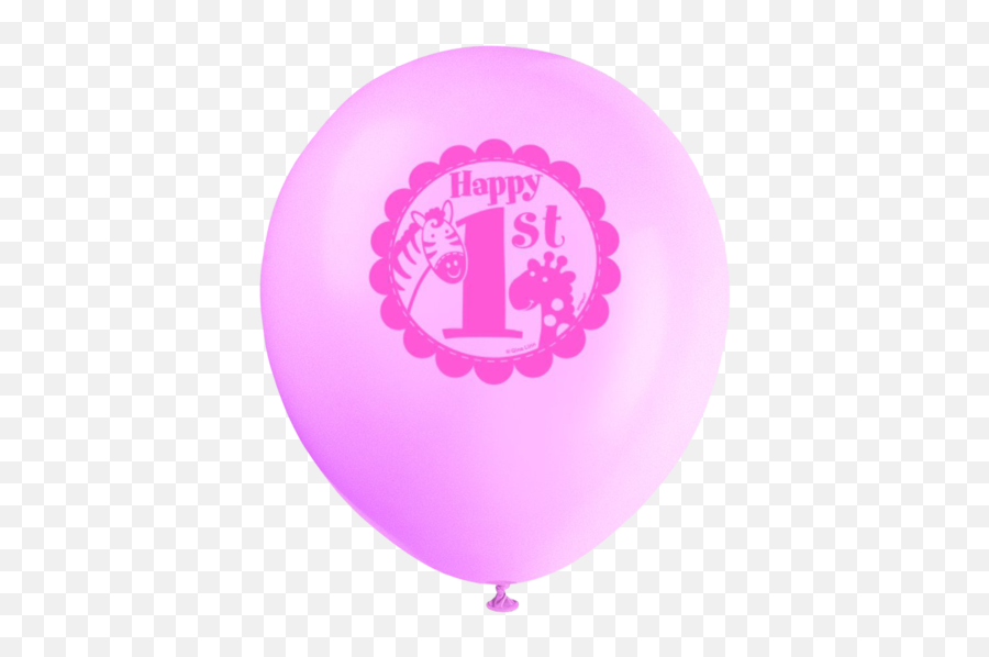 Latex Pink Safari First Birthday Balloons Party Time - Car Wash Logo Designs Png,Birthday Balloons Png
