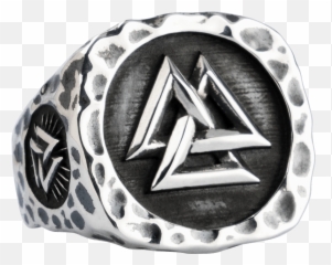 Viking Valknut Silver Ring - Ring Png,Valknut Png