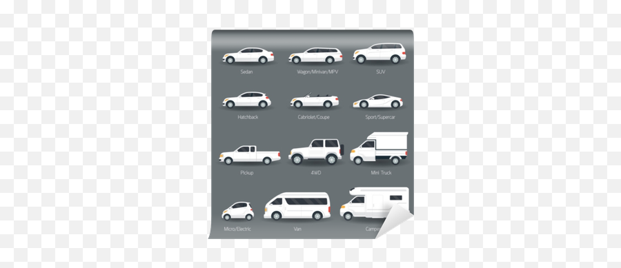 Wall Mural Car Type And Model Objects Icons Set White Body - Type Of Car Should I Get Png,Mpv Icon