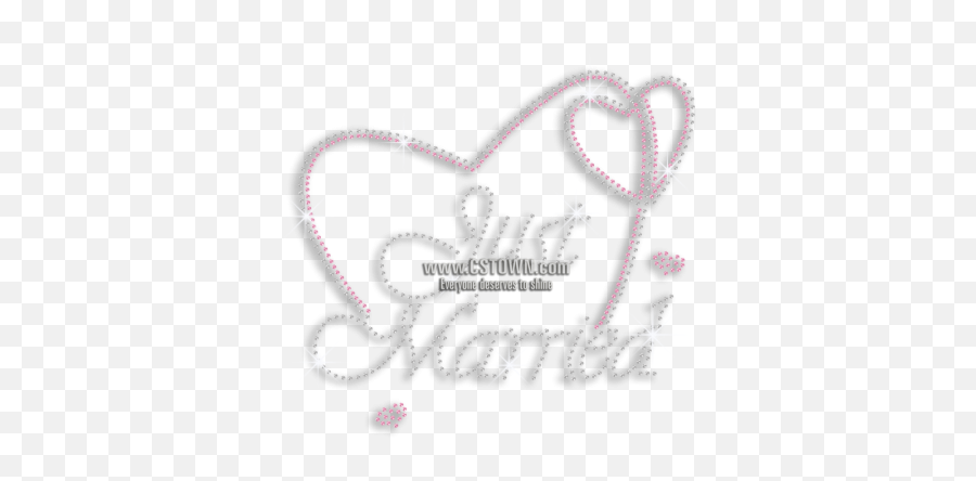 Cute Just Married With Heart Iron - Heart Png,Rhinestone Png
