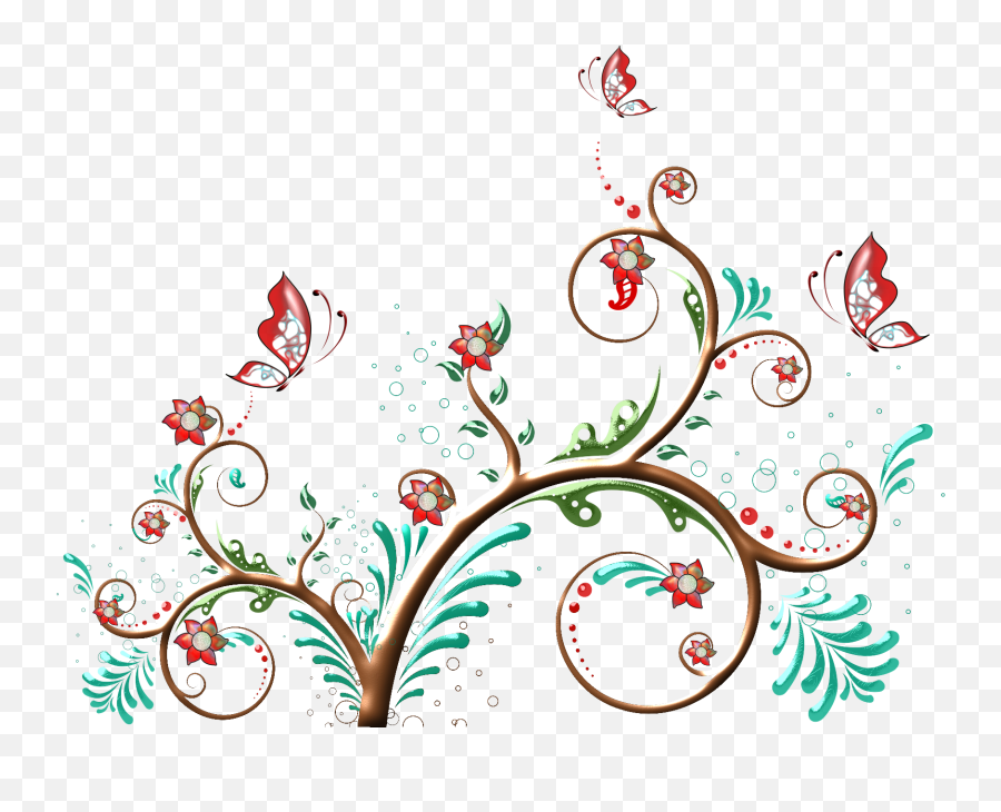 Floral Flower Wall Mural - Floral Ornaments Png,Ornamentos Png